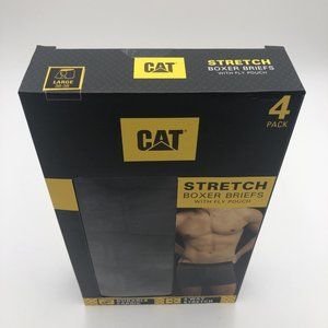 NIB. Caterpillar (CAT) ~ 4-Pair Mens Boxer Brief Underwear-Stretch-Black, L